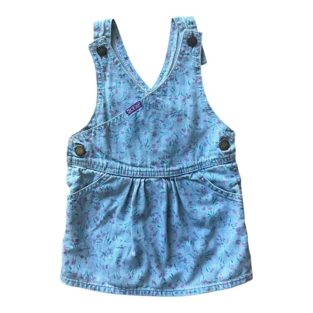 Vintage Osh Kosh Denim Lilac Overall Dress 2T